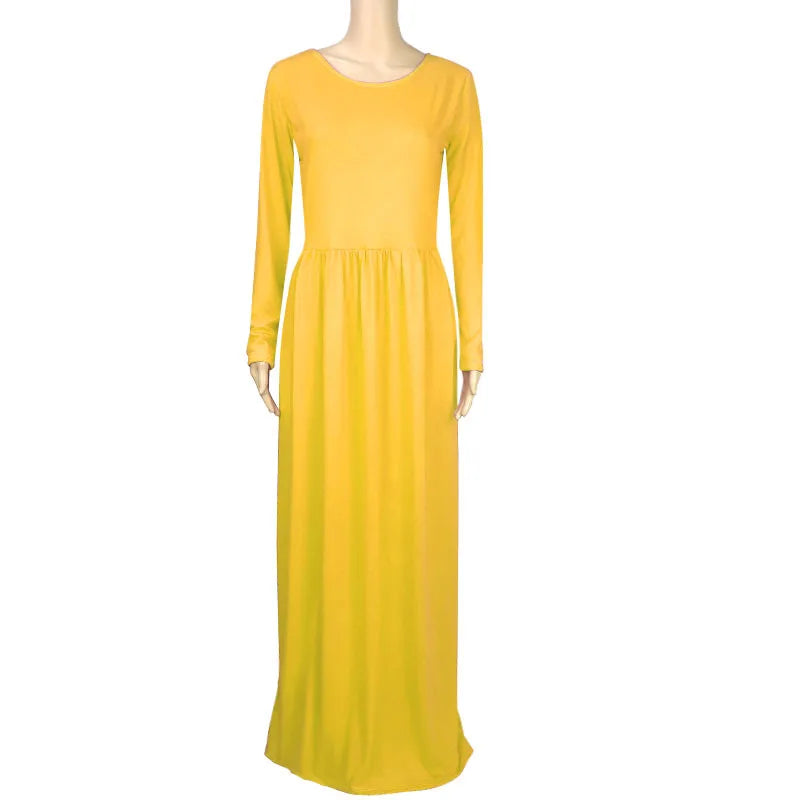 Women’s Long Sleeve Pocket Maxi Dress – Casual Chic