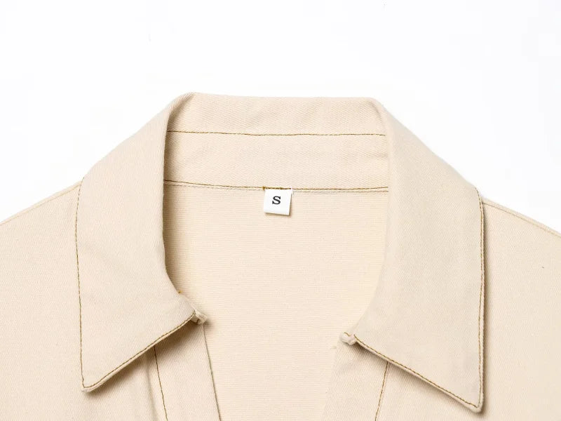 ETJ 2025 Spring Denim Midi Dress – Lapel, Side Zipper, Slim Fit, Elegant