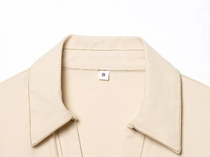 ETJ 2025 Spring Denim Midi Dress – Lapel, Side Zipper, Slim Fit, Elegant