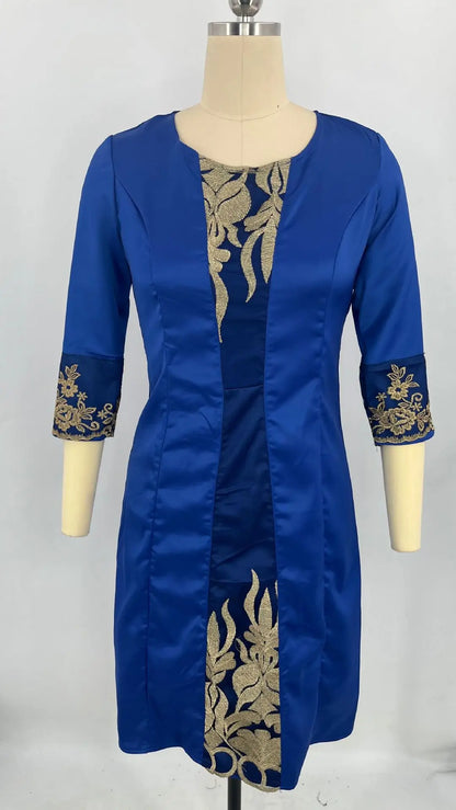 Lace Mesh Party Dress – Formal Three-Quarter Sleeve