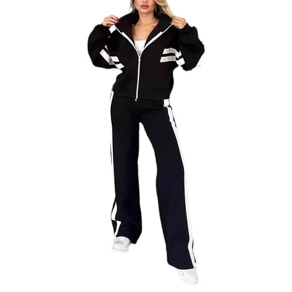 Women’s Two-Piece Striped Tracksuit Set – Y2K