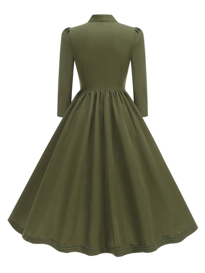 Tonval Bow Neck Pleated Dress  Tonval Vintage Swing Dress