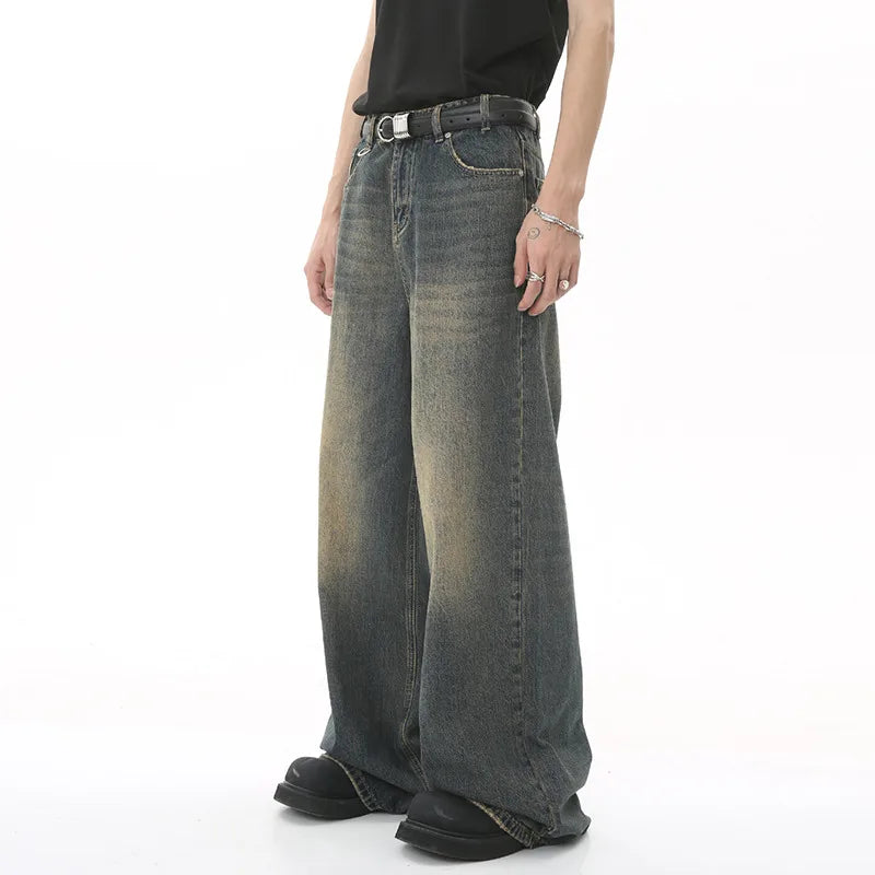 IEFB Washed Denim Jeans – Wide Leg Streetwear Style