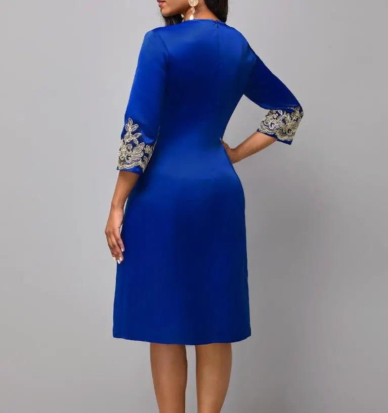 Lace Mesh Party Dress – Formal Three-Quarter Sleeve