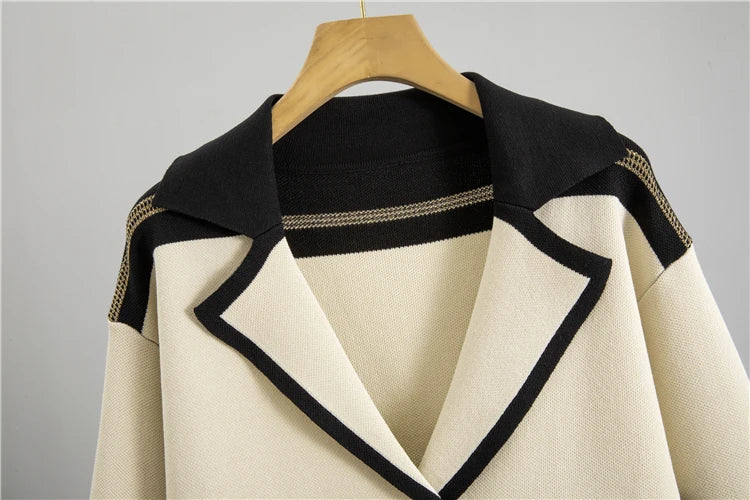 2025 Autumn/Winter Knitted 2-Piece Set – Long Sleeve Cardigan & Wide Leg Pants