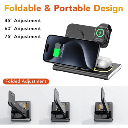 30W 3-in-1 Foldable Fast Charger Stand – iPhone, Watch, AirPods