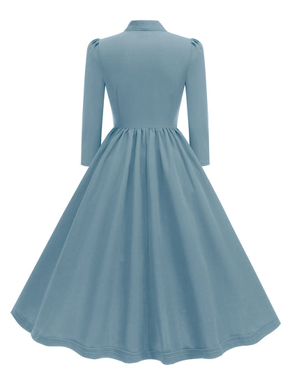 Tonval Bow Neck Pleated Dress  Tonval Vintage Swing Dress