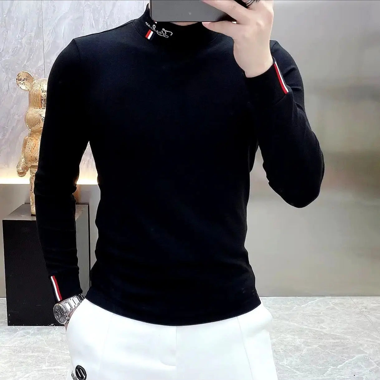 Men’s Thermal Contrast Long Sleeve Top – Slim Fit