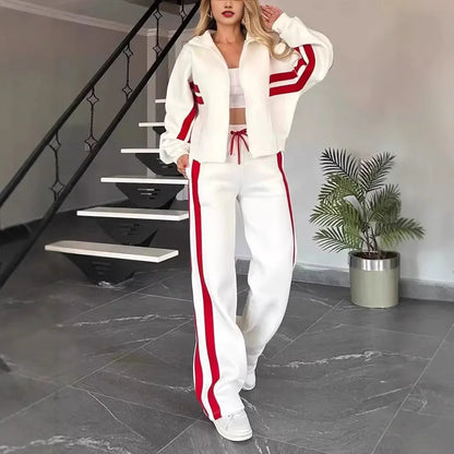 Women’s Two-Piece Striped Tracksuit Set – Y2K