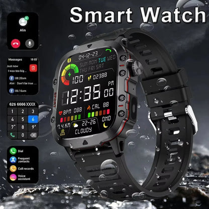 LAXASFIT 2025 Military Smartwatch — Rugged Outdoor Edition