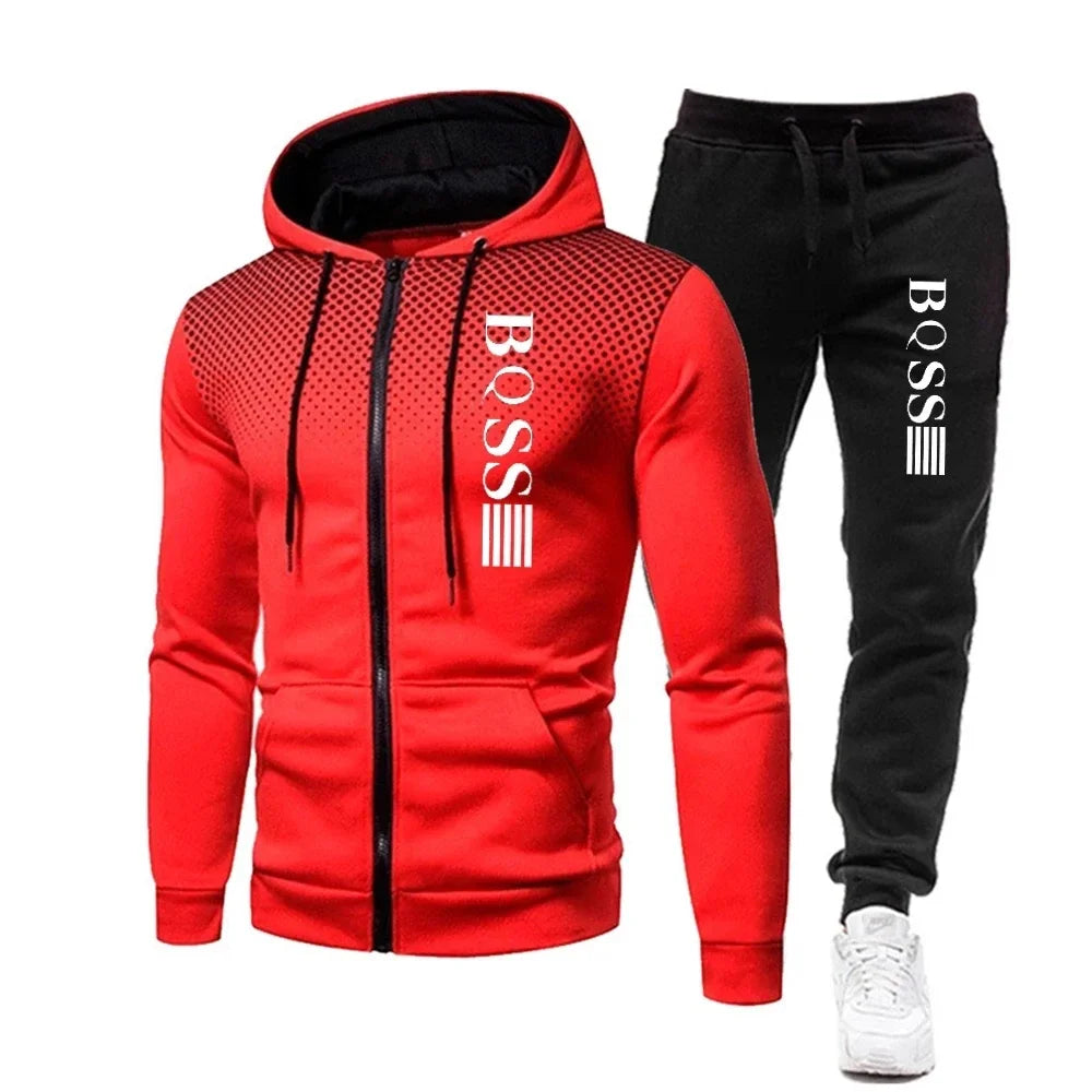 Men’s Hooded Print Tracksuit Set, Men’s Printed Jogging Set