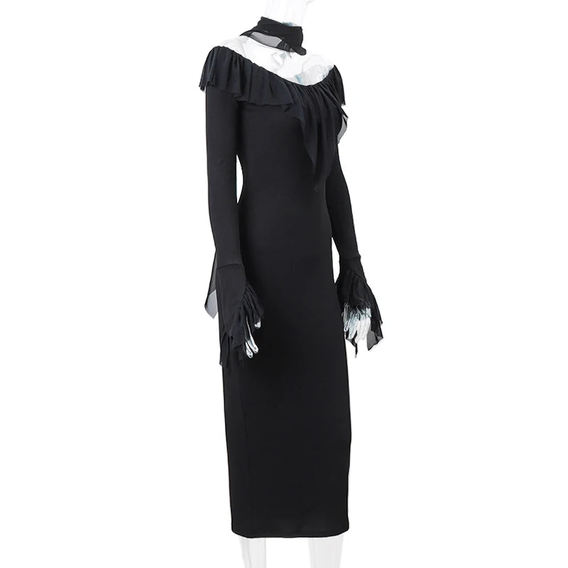 Xeemilo Elegant Mesh Evening Dress  Xeemilo Ruffle Maxi Party Dress