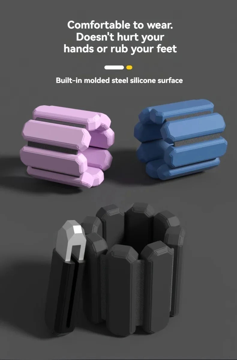 Adjustable Silicone Wrist & Ankle Weights – 450g Unisex Fitness Bands