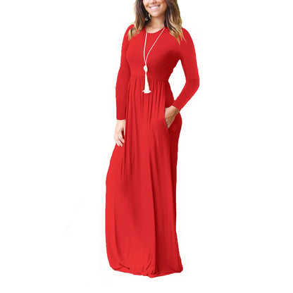 Women’s Long Sleeve Pocket Maxi Dress – Casual Chic