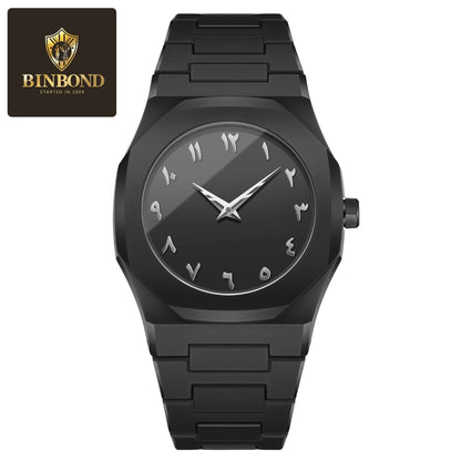 BINBOND Arabic Dial Watch — Minimalist Waterproof Design