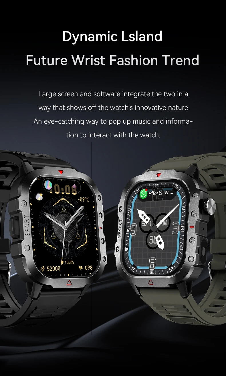 LAXASFIT 2025 Military Smartwatch — Rugged Outdoor Edition