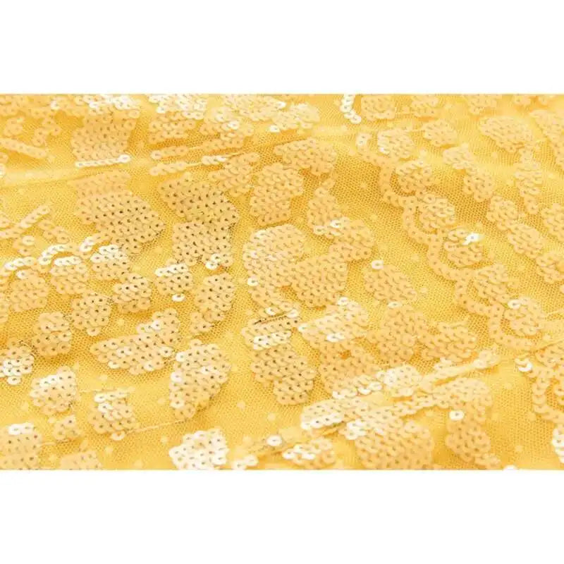 QMQA Sequin V-Neck Evening Dress Elegant Long Sleeve Dress