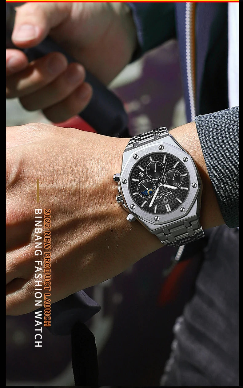 BINBOND Luxury Quartz Watch — Luminous & Waterproof