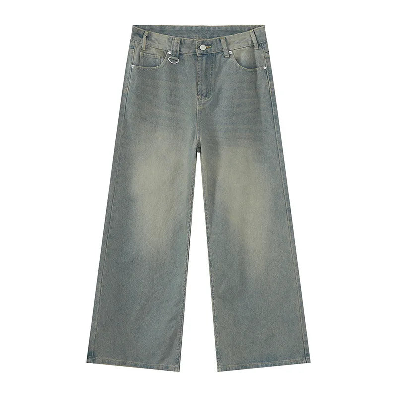 IEFB Washed Denim Jeans – Wide Leg Streetwear Style