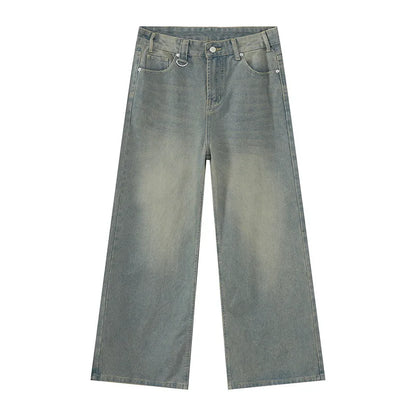 IEFB Washed Denim Jeans – Wide Leg Streetwear Style
