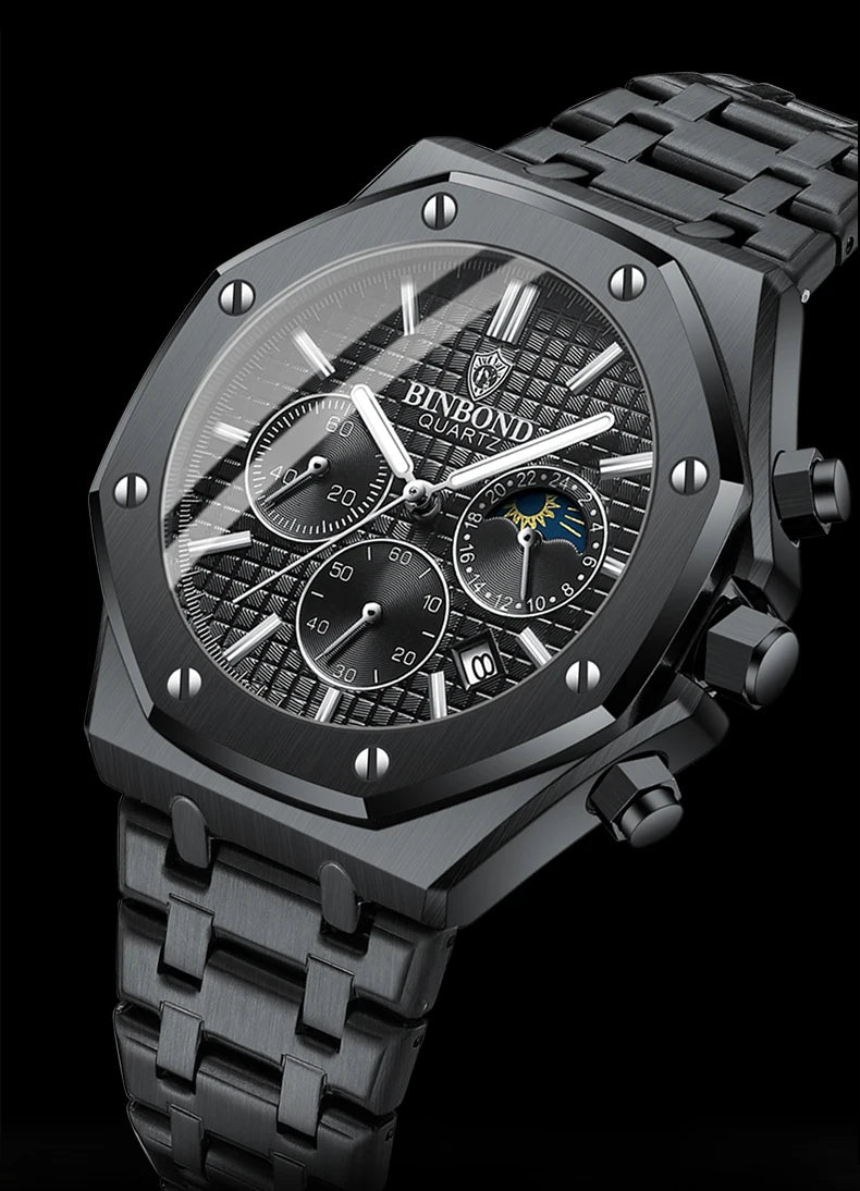 BINBOND Luxury Quartz Watch — Luminous & Waterproof