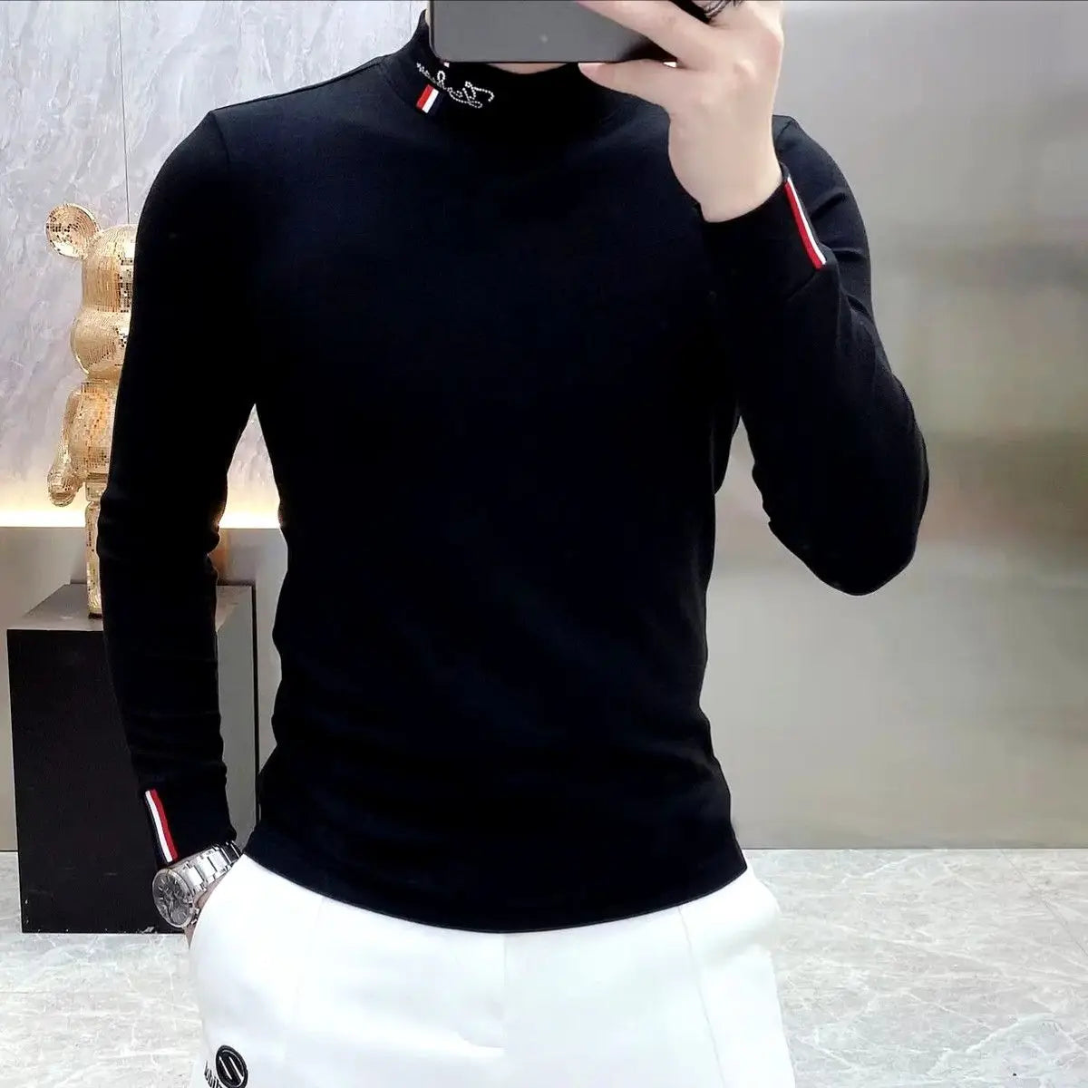 Men’s Thermal Contrast Long Sleeve Top – Slim Fit