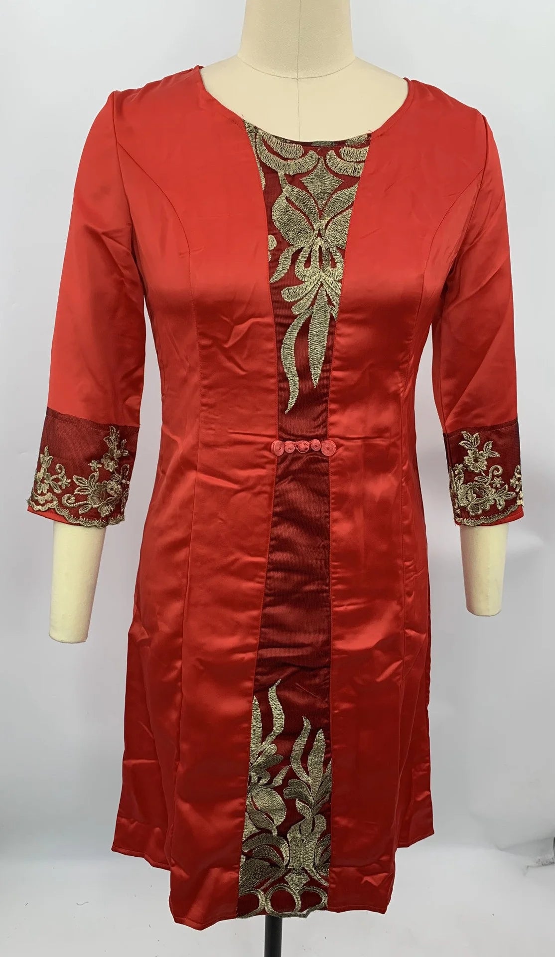 Lace Mesh Party Dress – Formal Three-Quarter Sleeve