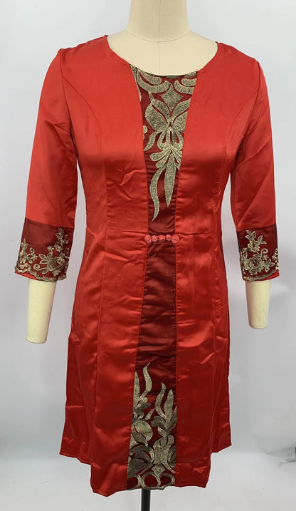 Lace Mesh Party Dress – Formal Three-Quarter Sleeve