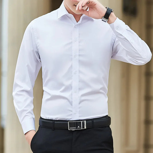 Classic White Business Shirt — Slim Fit, Plus Size