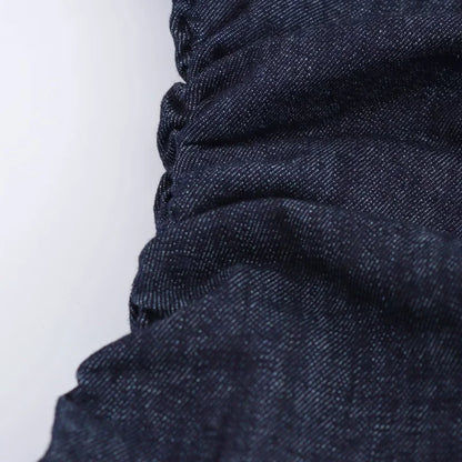 ETJ 2025 Spring Denim Midi Dress – Lapel, Side Zipper, Slim Fit, Elegant