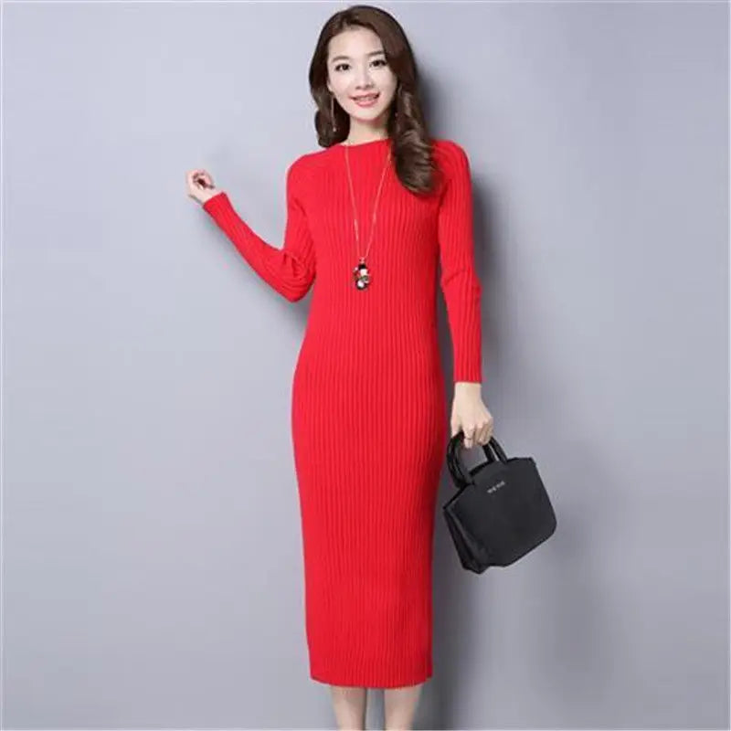 Women’s Knit Bodycon Maxi Dress – Autumn Winter